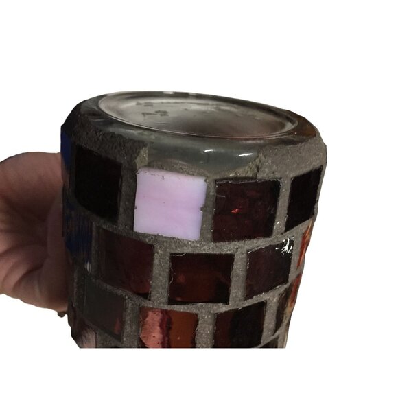 Mosaic Glass Tealight Candle Holder - 3 Inches tall - Picture 10 of 13